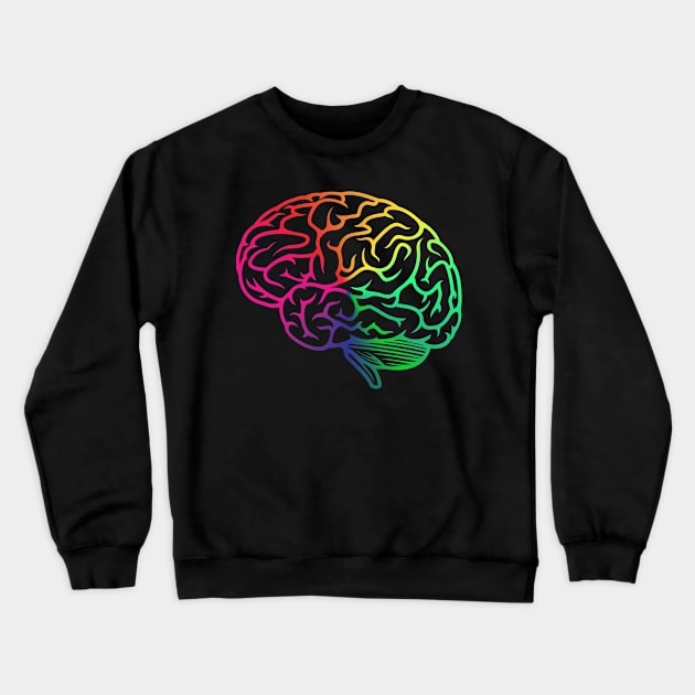 Beautiful Brain Rainbow Pastel Neuroscience Crewneck Sweatshirt by labstud